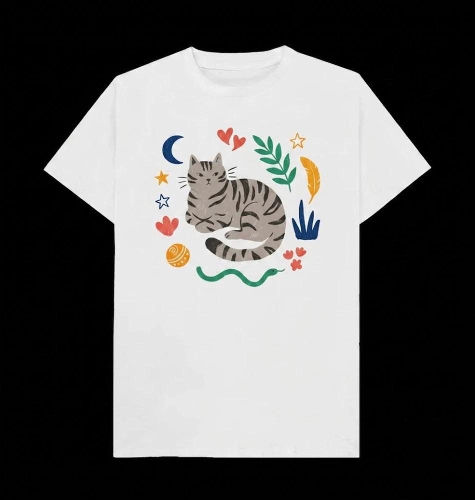 Tabby Cat Cute Cat Lover White TShirt Gift For Friends S