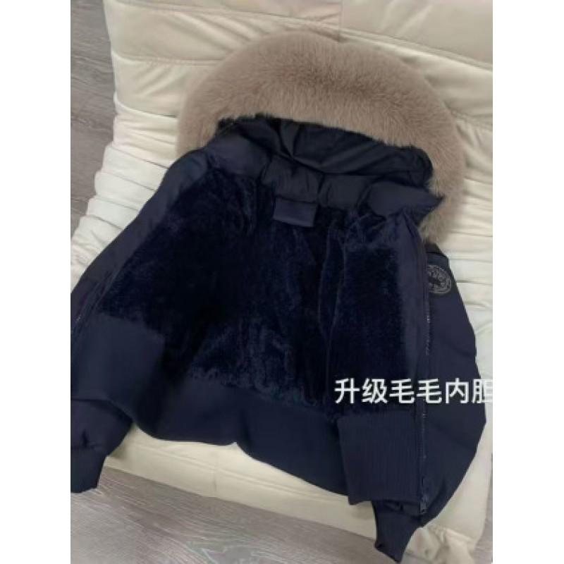 Womens Short Winter Padded Coat With Fur Hood Slim Fit Fleece Lined Warm Jacket