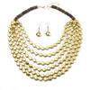 2026 Trend Multi Layer Round Wood Disc Handmade Beaded Statement Necklace Earrings Set For Women Party Jewelry Accessories