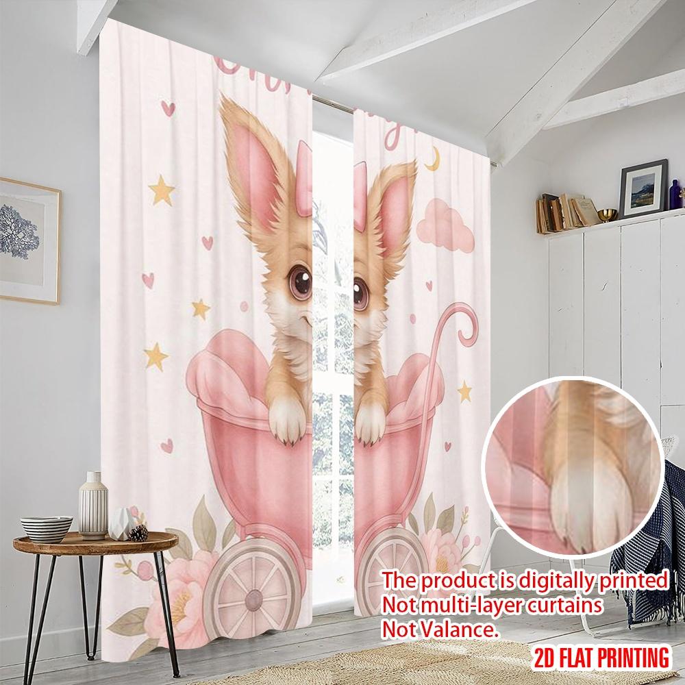 2ks, 2D plošný tisk Populární závěsové panely Štěně Kočárek Průvod Všestranný Odolný Polyester (bez tyče) Dekorace uvnitř