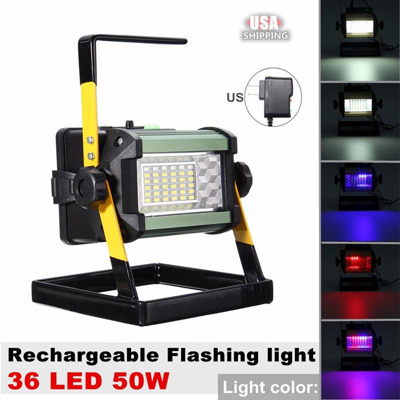 110-240V 50W Rechargeable LED Flood Light 2400LM 36 LED Floodlights Camping Portable Outdoor Flashing Lamp EU/US Plug