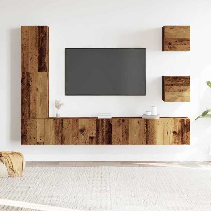 VidaXL 5-piece Wall-Mounted TV Unit Set Old Wood Engineered Wood, Tv Cabinet, Media Unit, Tv Console, Furniture 3329201