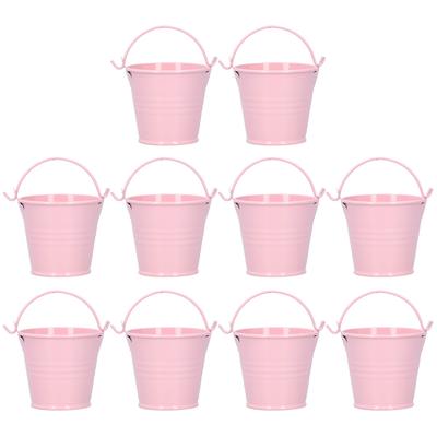 Blumentopf, Mini-Blumentopf für Sukkulenten, kleiner Metalleimer für die Innen- und Außendekoration, Rosa, 4 x 5,5 x 6 cm, 10 Stück