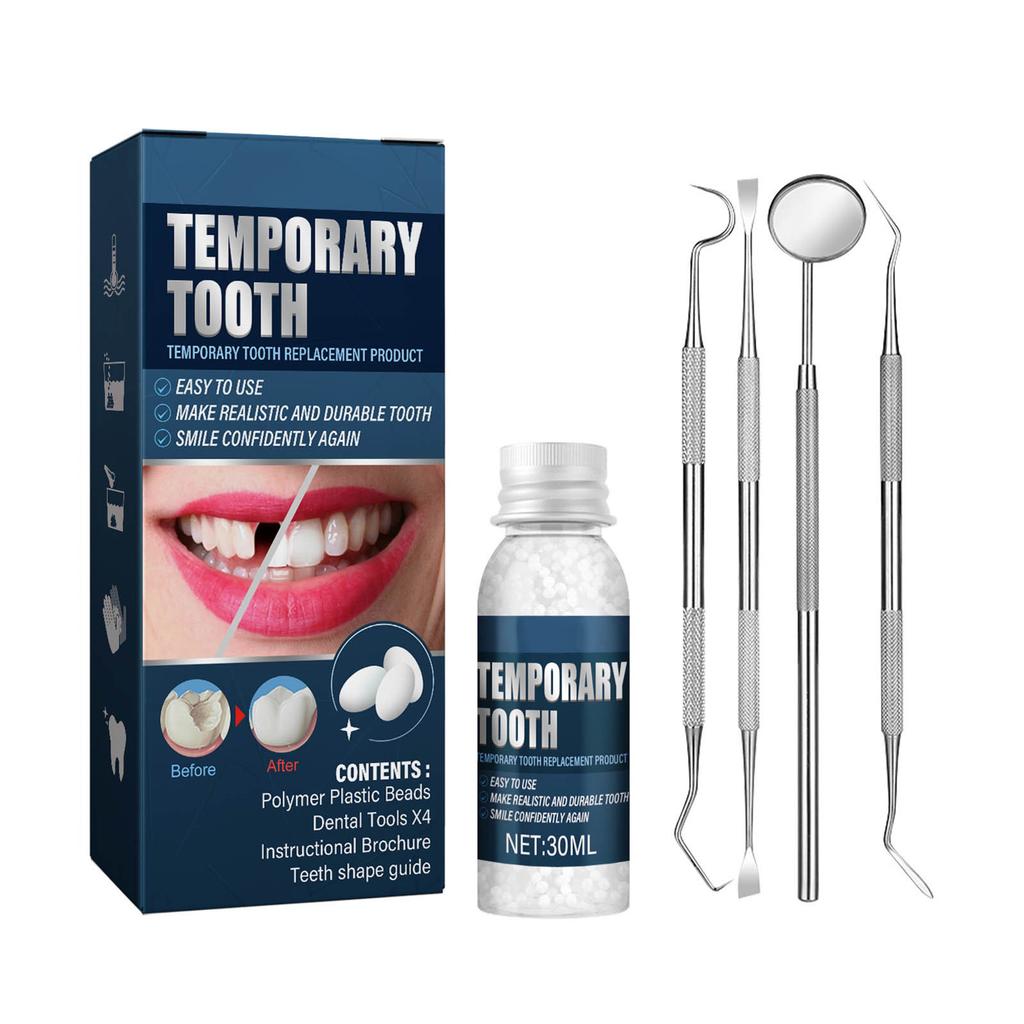 30ml Moldable Teeth Glue 4 Dental Tools Temporary Tooth Filling Set Difficult to Deform Smile Confidently