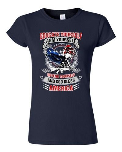 Junior Educate Arm Defend Yourself USA God Bless America Patriotic DT T-Shirt Te Unisex T-Shirt XXXL
