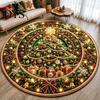Durable Floor Rug for Holidays Round Christmas 3D Rug, Optical Illusion Area Santa Gnome Mat Holiday Decor Pattern, Non-slip Living Room Entryway