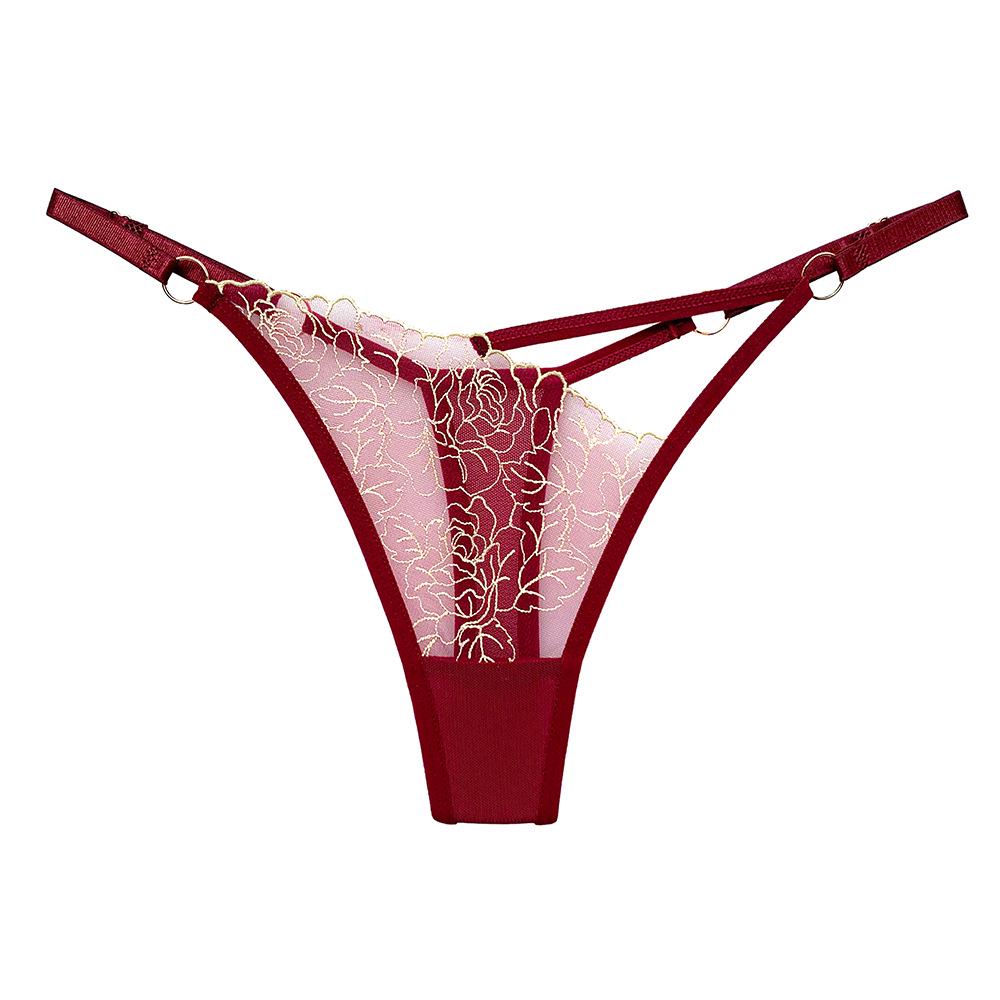 Sexy Low-Waist Rose Textured Thong with Adjustable Straps - Women's Plus Size Lingerie