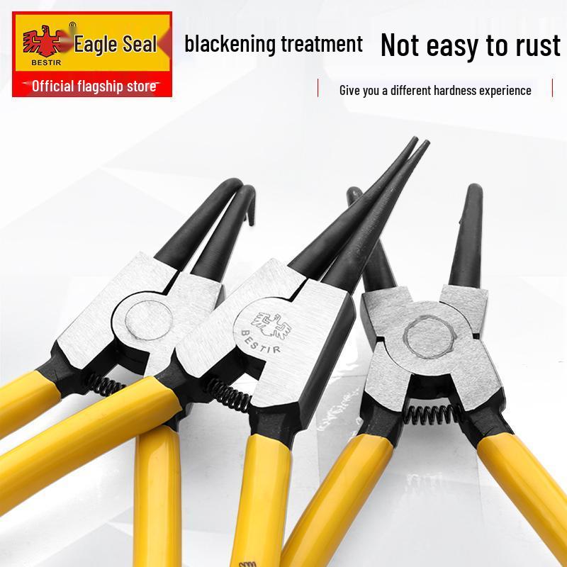 Eagle Ring Pliers Set: Internal/External, Straight/Bent, Dual-Purpose, Multi-Function Spring Retaining Pliers