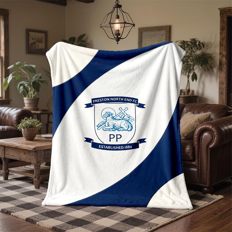 Preston North End Football Print Flannel Blanket Soft Warm Sofa Bed Throw Blanket For Home Office Bedroom