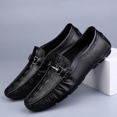 Crocodile Pattern Mens Leisure Walk Shoes Loafers Genuine Leather Casual Shoes Handmade Moccasins Men Comfortable Driving Shoes