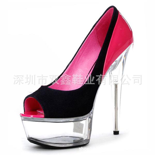 2025 Summer New High Heel Thick Sole Black Fish Mouth Sandals Thin Heel High Heel Waterproof Table