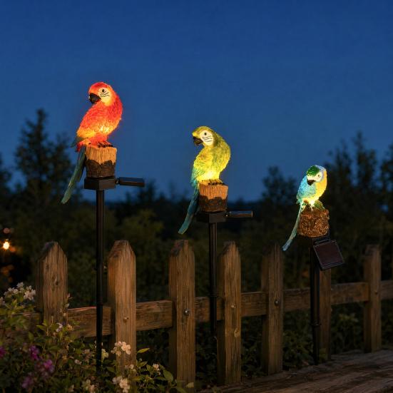 Solar Parrot Garden Light, Outdoor Resin LED Lawn Lamp, Cute Animal Yard Decor for Pathway Patio, Waterproof Landscape Night Light