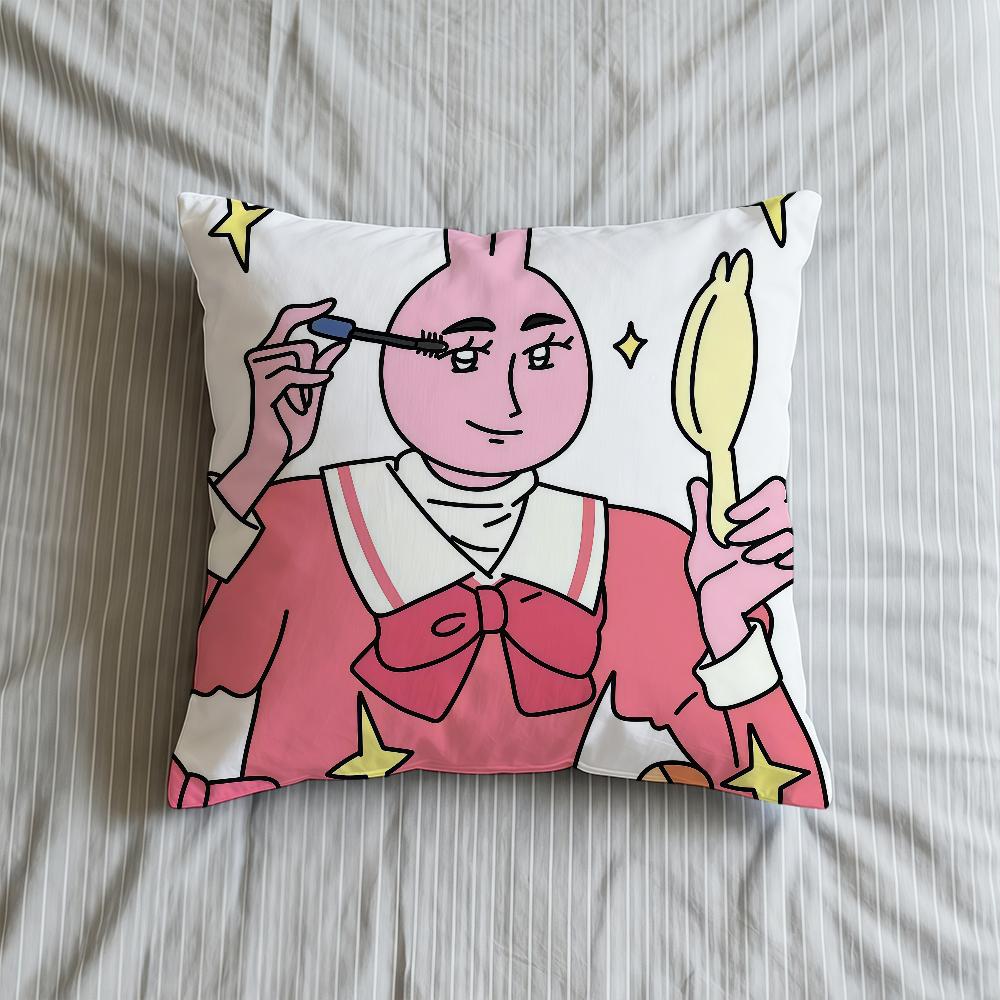 My F-Friend Pink Rabbit Cartoon Cushion Cover Square Decorative Throw Pillow Case Sofa Bed Living Room Birthday Anniversary