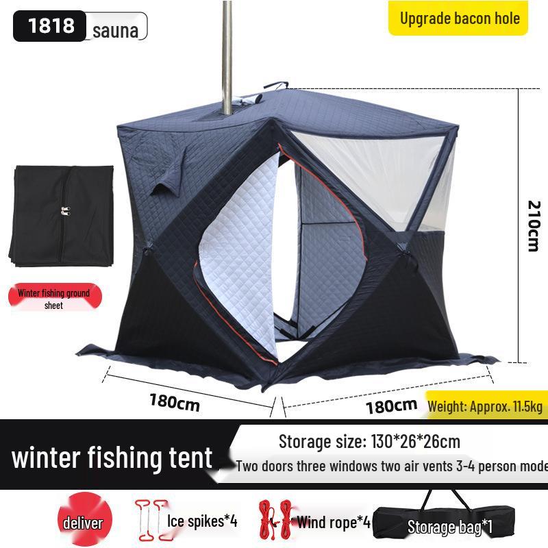 Large Pentagonal Ice Fishing Tent with TPU Window for Winter Camping - Thickened for Warmth and Cold Protection