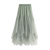 Women's Fashion Casual Color High Waist Ruffle Splicing Mesh Half-body Skirt