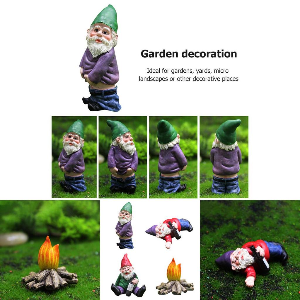 Funny 4pcs Garden Gnome Statues Featuring Charming Dwarf Figurines For Outdoor Joy