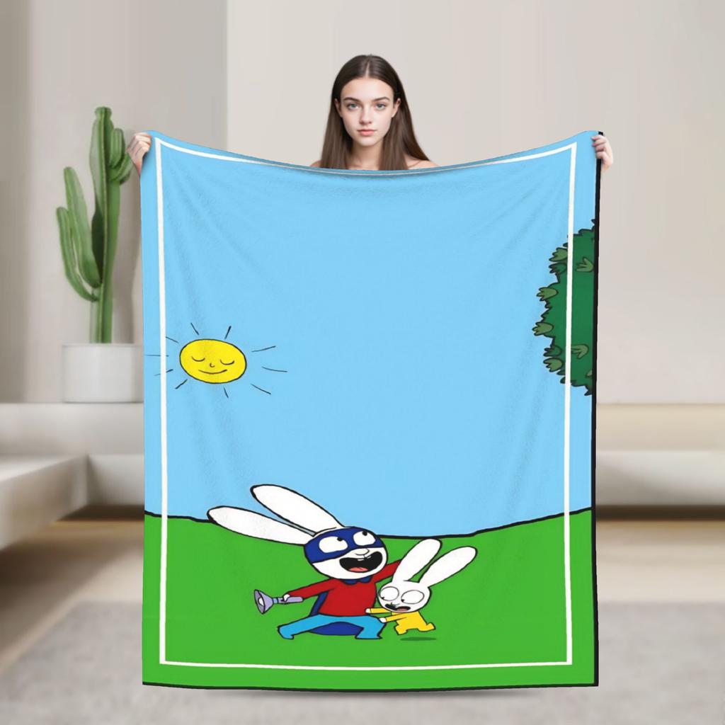 Couverture Polaire Simon Super Lapin Couverture Laine Légère Fine pour Chambre à Coucher Pièce de Tapis