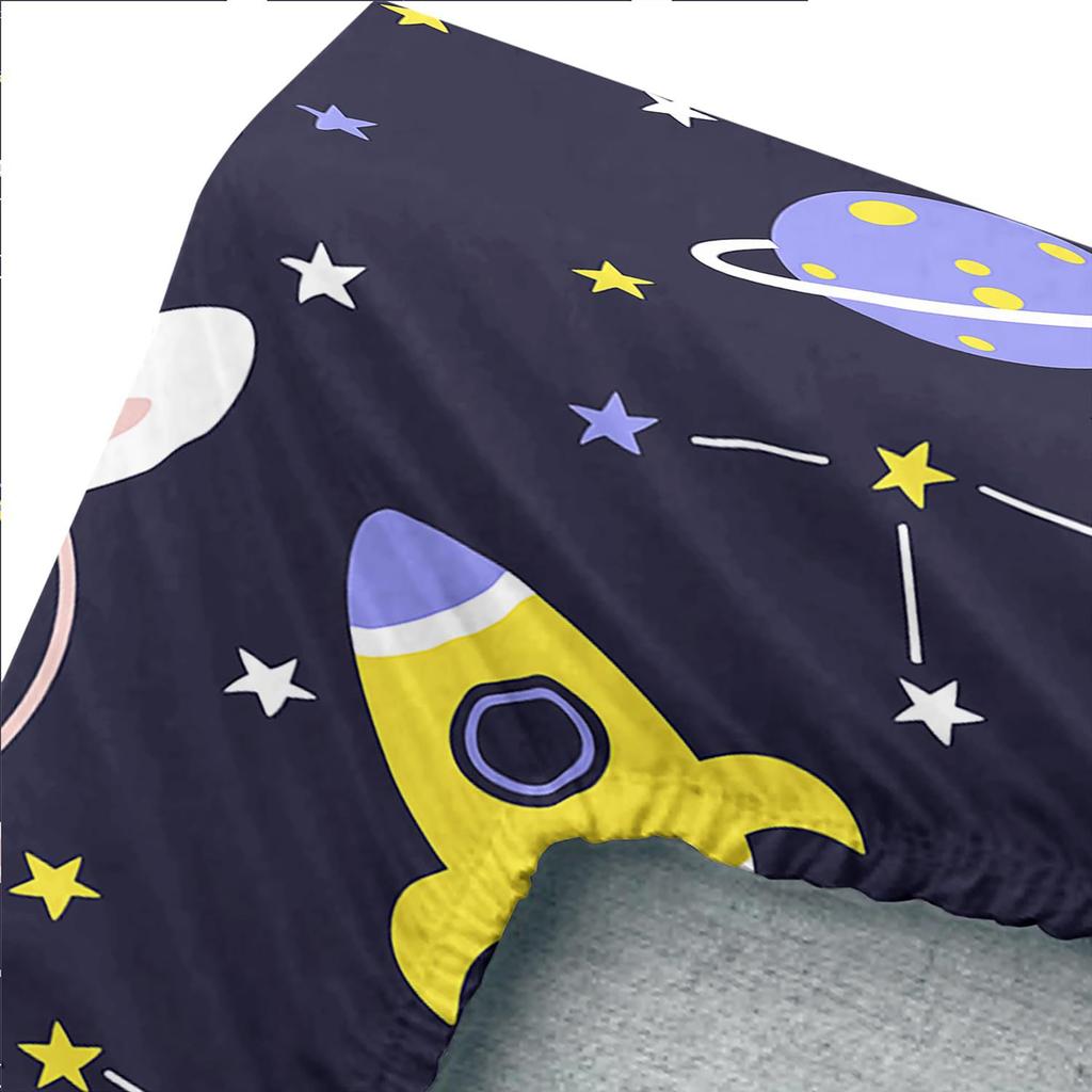 Cartoon Space Bunny Pattern Bed Hat Four-Piece Bedding Set Bedroom Dormitory Bedding Decoration