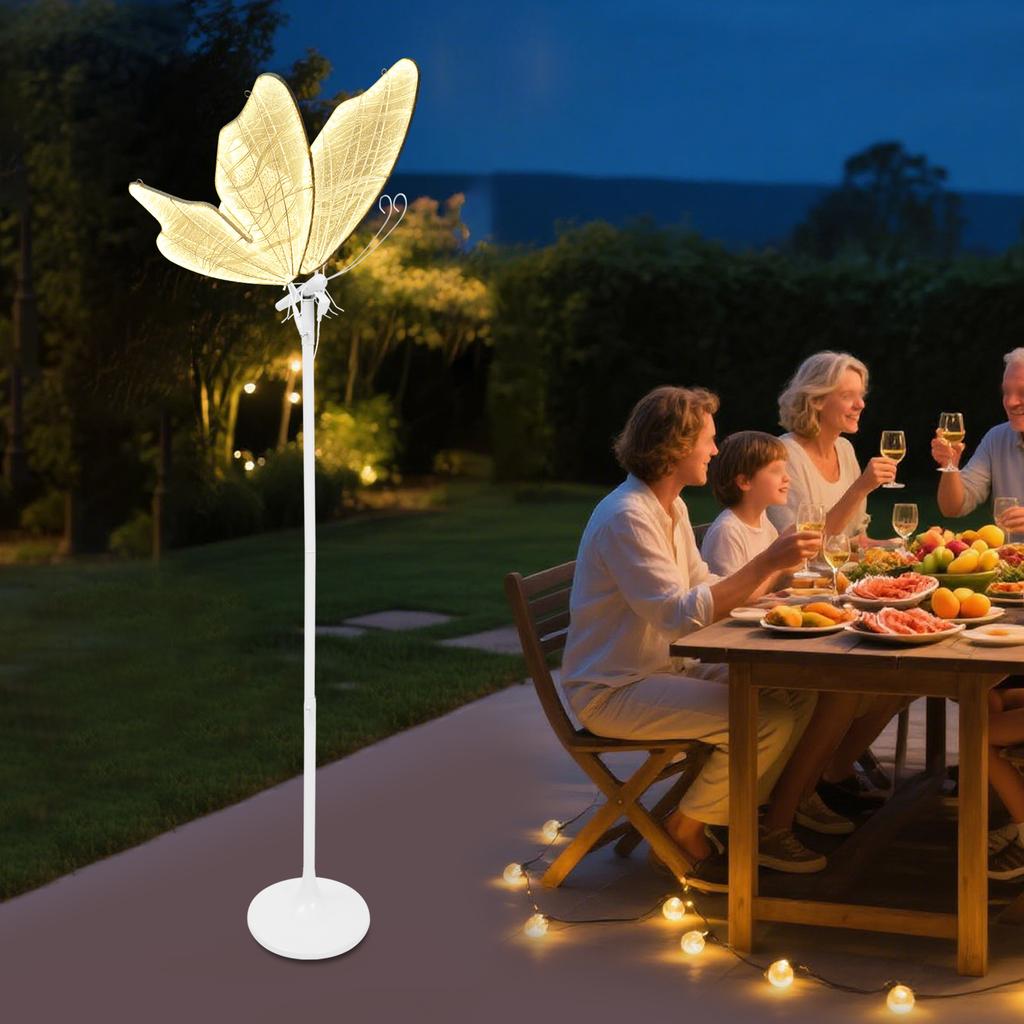 Elegant LED Illuminated Butterfly Pathway Floor Lamp, 1-Piece Romantic Warm White Ambient Lighting for Wedding Reception Decor