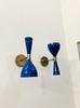 Italian Brass Wall Sconce: Mid Century Modern Shiny Blue Light Fixture
