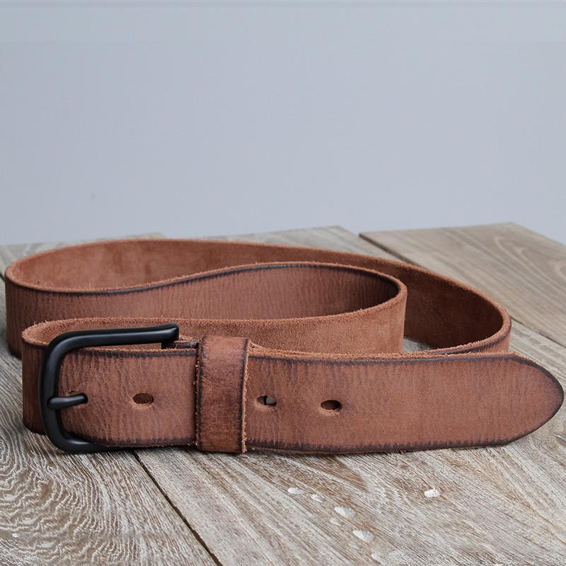 2025 Herren Rindsleder Gürtel Kaffee Schwarz Freizeitgürtel mit Metallschnalle Vintage Westernstil für tägliche Business-Outfits