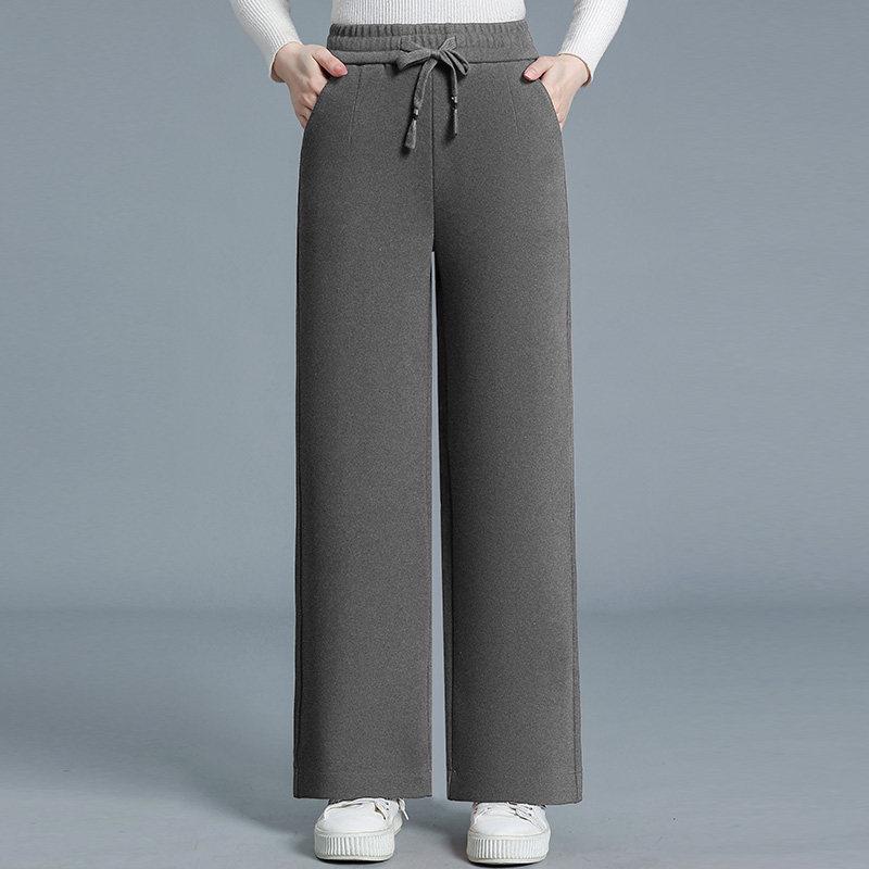 

Mother s Day Spring Wide-Leg Elastic Waist Pants for Stylish Middle-Aged Moms 29 (Recommended 120-130 jin) серый/кофейный