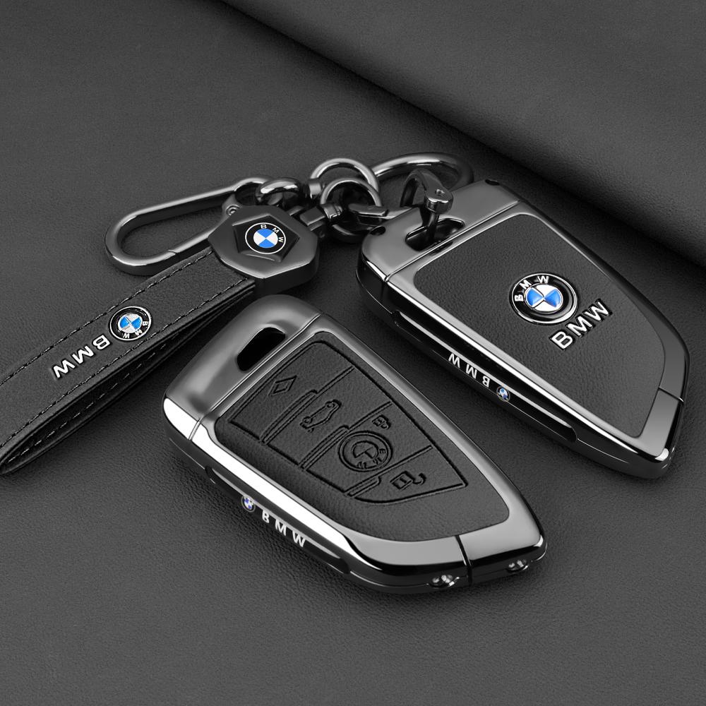 Leather Car Key Case Cover Protective Shell Keychain Buckle For BMW X1 X3 X5 X6 X7 1 3 5 6 7 Series G20 G30 G11 F15 F16 G01 G02