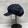 25 Stylish Small V-Face High Quality Plaid Sequins Washed Denim Octagonal Hat Women'S Street Beret