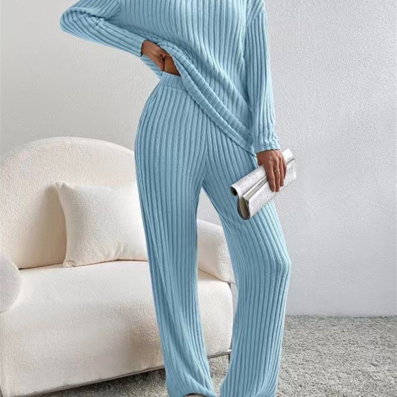 

Новые брюки прямого кроя, трикотажный костюм пике для женщин Blue XL