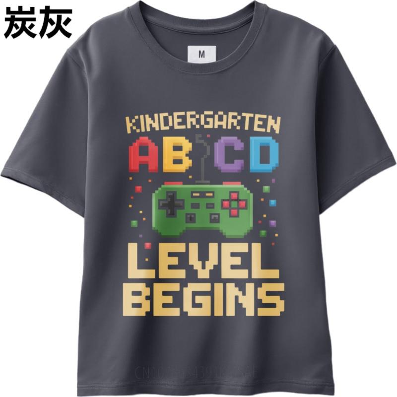 Minimalist Tshirt Summer top Relaxed Fit For him Oneck tshirt Vintage Kindergarten Abcd Level Begins Trendy Unisex Tee shirt