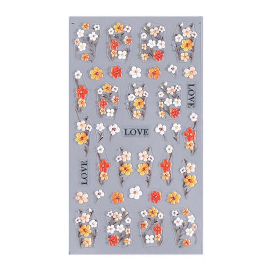 5D Embossed Flower Nail Stickers DIY Spring Summer Colorful Floral Nail Art Self-Adhesive Decals for Women Manicure Decoration