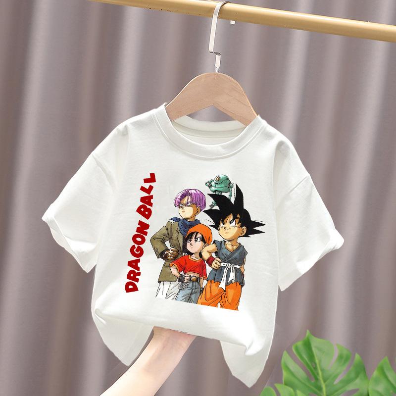 Dragon Ball Z Cotton Printed Boys and Girls T-Shirt for Children, Unisex, Cartoon Style, Suitable for Children Size 110-150 Tall