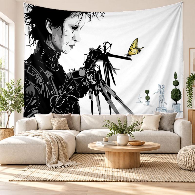 Edward Scissorhands Wall Tapestry Home Decor Hanging Cloth Art Background Tapestry for Bedroom