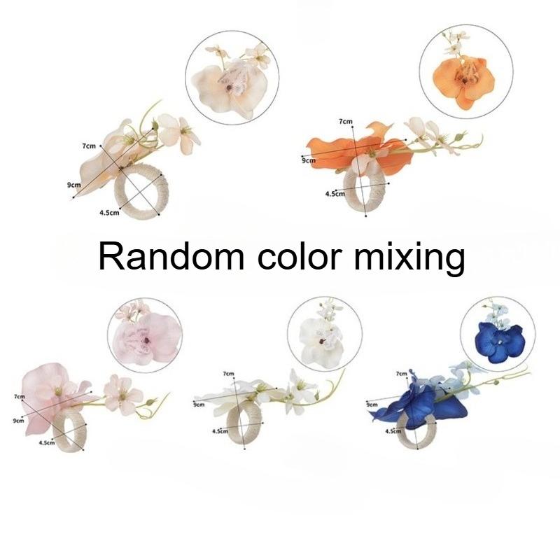 

3pcs European minimalist style dancing orchid fake flower napkin ring hotel table simulation flower napkin clasp drool cloth