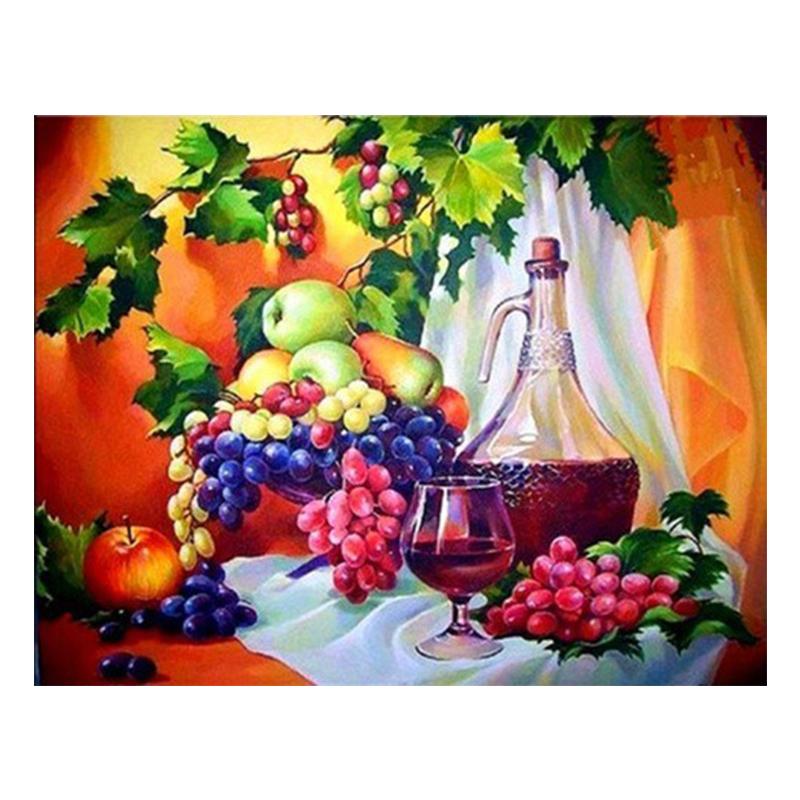 5D Diy Diamond Painting Fruit Set Kit Full Drill Round Diamond Embroidery Mosaic Picture of Rhinestones Home Decoration