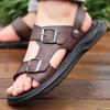 2025 New Men's Sandals Casual Versatile Beach Shoes Stepping On Shit Slippers Fashion Men's Shoes Leather Sandals