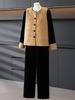 High-End Chinese Style Spring Suit for 50-Year-Old Women: T-Shirt Vest & Straight-Leg Pants Set