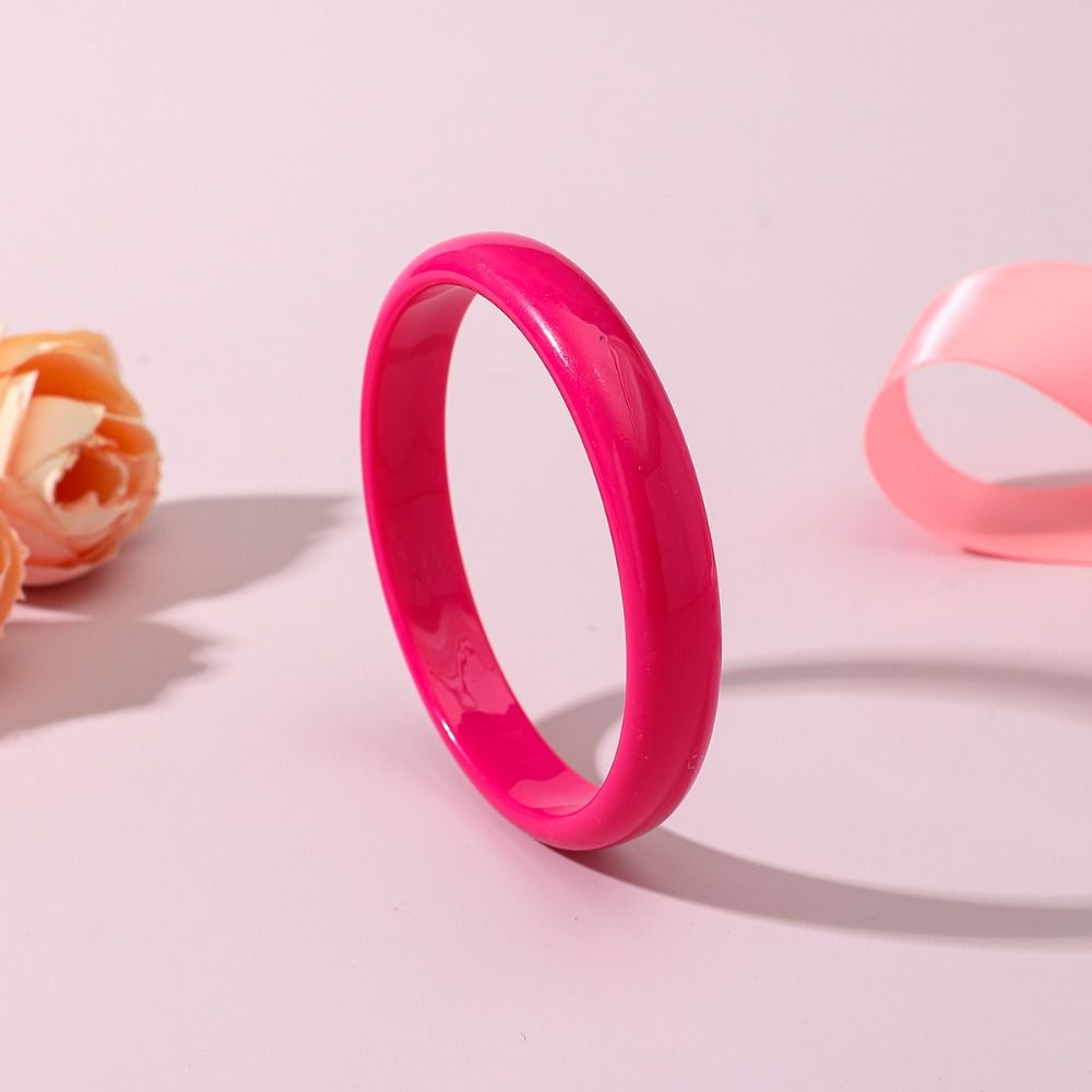 4Pcs/Set Semi Transparent Stackable Bangle Round Punk Bracelet Set Acrylic Cuff  Summer Jewelry