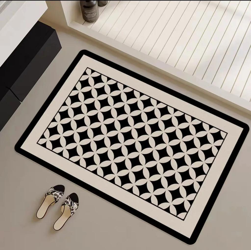 Modern minimalist bathroom floor mat, diatomaceous earth bathroom quick drying door mat, toilet absorbent anti slip foot mat