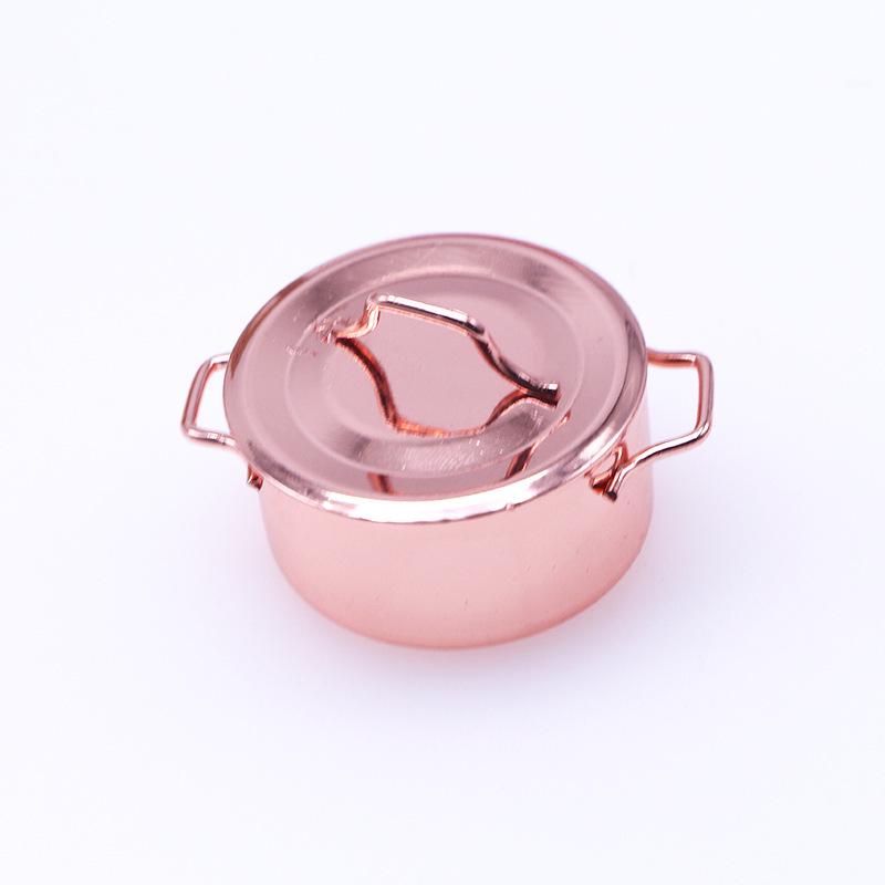 Miniature Dollhouse Kitchen Utensils Set: Double-Handled Metal Frying Pan & Small Milk Pot как