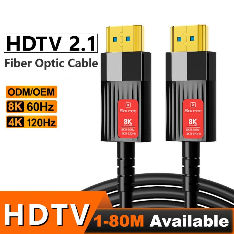 8K HDMI 2.1 Fiber Optic Cable HDMI-Compatible Cable 8K60Hz 4K120Hz 48Gbps HDR EARC For HDTV PS5 Projector 5m/10m/20m/40m/50mGood Product