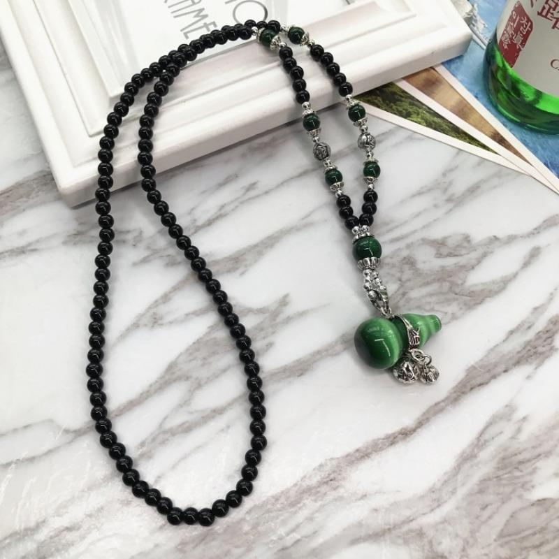 Retro Fashion Opal High-end Necklace Female Long Temperament Sweater Chain Flower Diamond Versatile Accessories