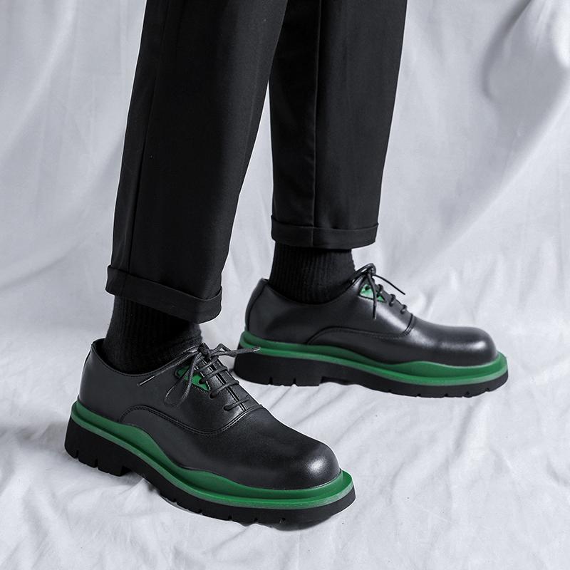 British Platform Shoes for Men Shoes Leather Shoes Business Dress Shoes All-Match Casual Wear-Resistant Footwear Chaussure Homme
