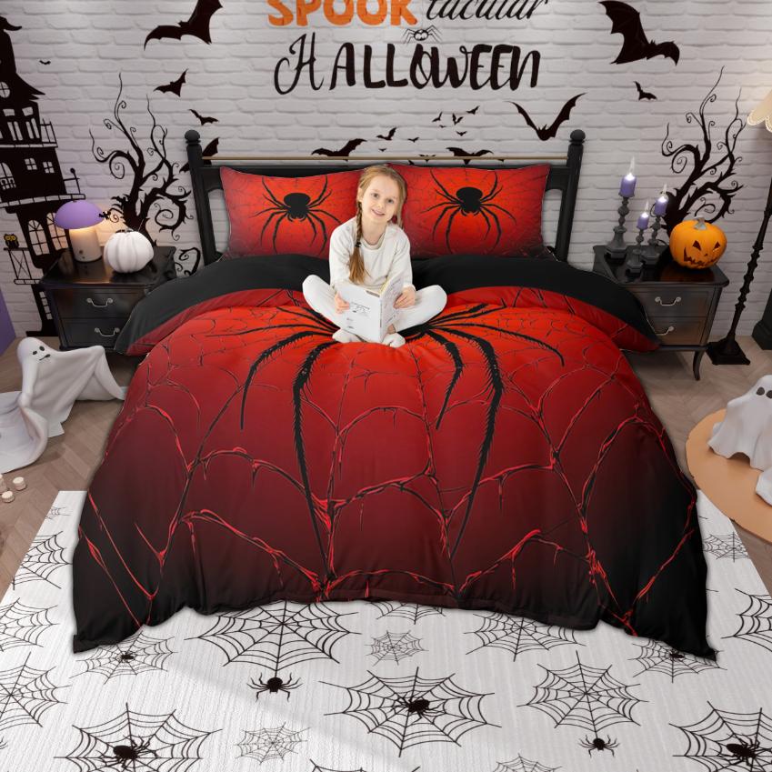 

Одеяло Homewish Хэллоуин Летучие мыши Тыква Паутина Комплект постельного белья Праздничная тематическая коллекция Comforter (quilt)-EU Single(135*200cm)3pcs