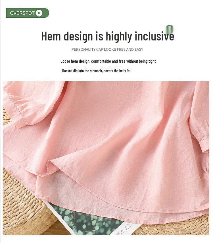 Women's Ethnic Cotton Linen Embroidered Lantern Sleeve Top