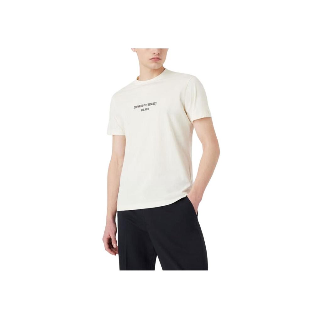 Emporio Armani Ss22 Logo Minimalist Cotton Short Sleeve T-Shirt Men Tops Beige 3L1TFR-1JPZZ-0128