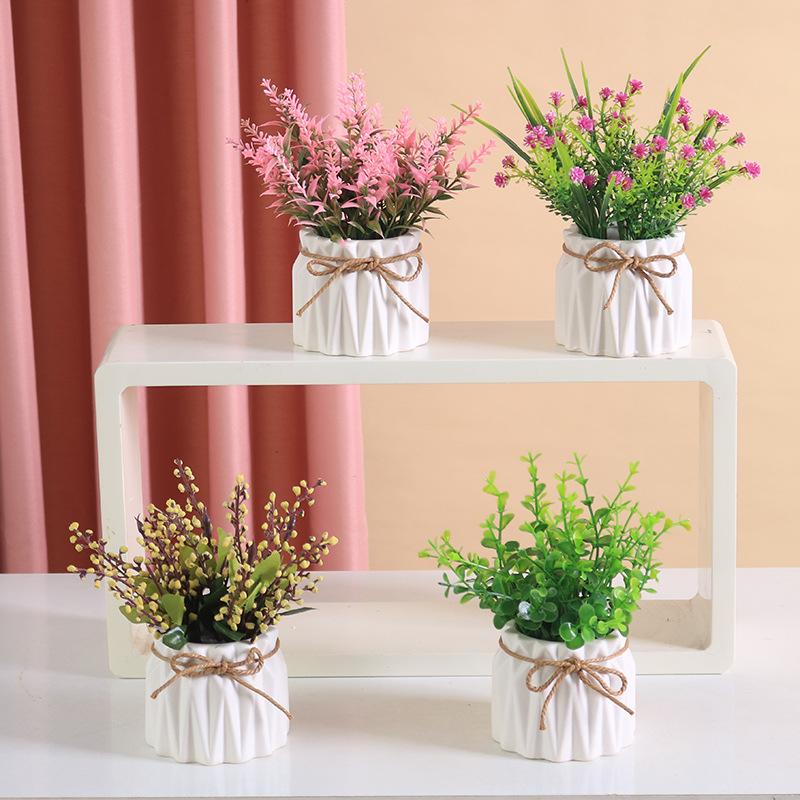 Simulated Potted Plants, Plastic False Flower Ornaments, Artificial Plants Bonsai Dining Table Decorations, Photography Props