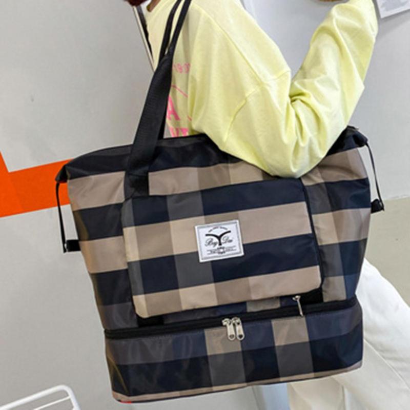 Women Handbag Dry Wet Separation Large Capacity Lightweight Foldable Smooth Zipper Sports Gym Bag for Yoga