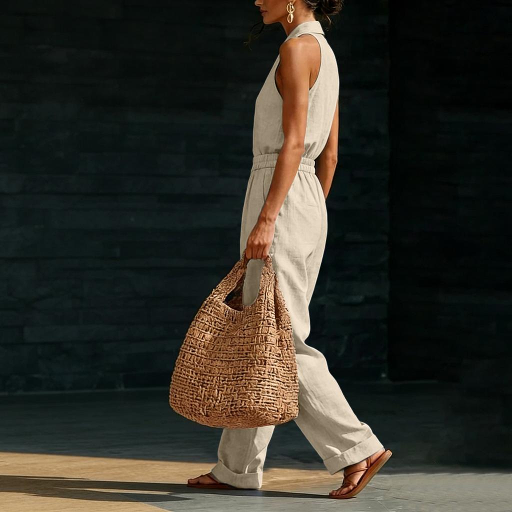 Damen Farbe, Eleganter Und Bequemer Ärmelloser Jumpsuit