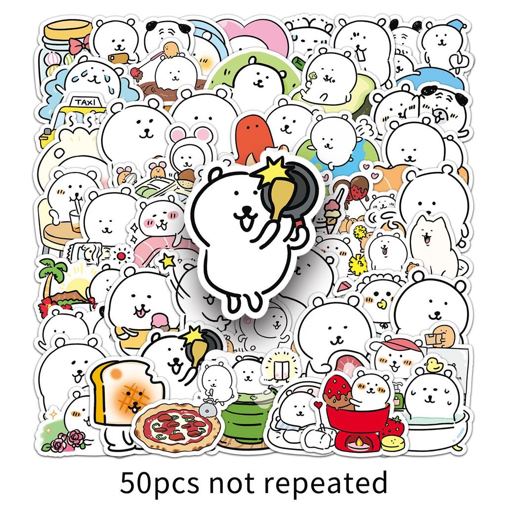 50 Cute Chiiikawa Bear Stickers: Self-Deprecating, Waterproof, Decorative for Cups & Phones